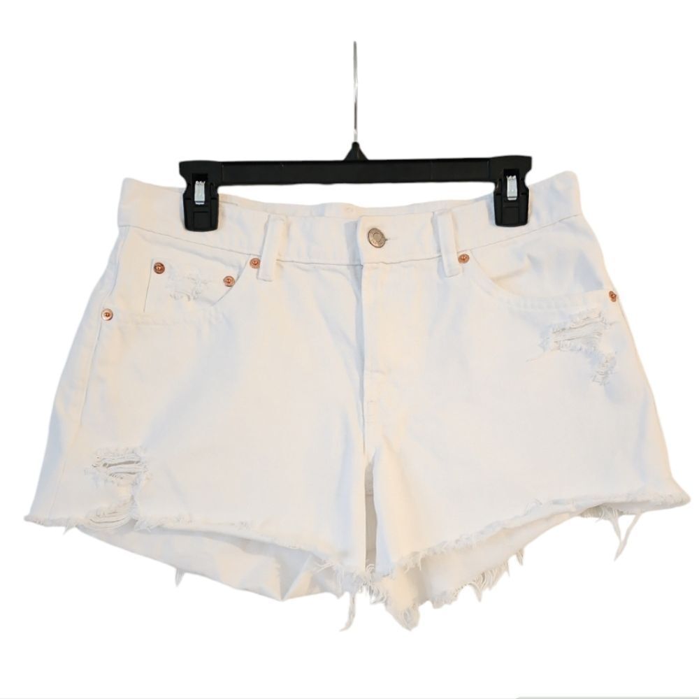 Gap 4”  Cotton Low Rise Stride White Denim Shorts Size 27 4R like new